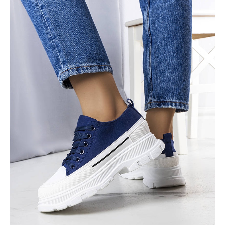 Navy High Platform Sneakers de Lavaris bleu 1