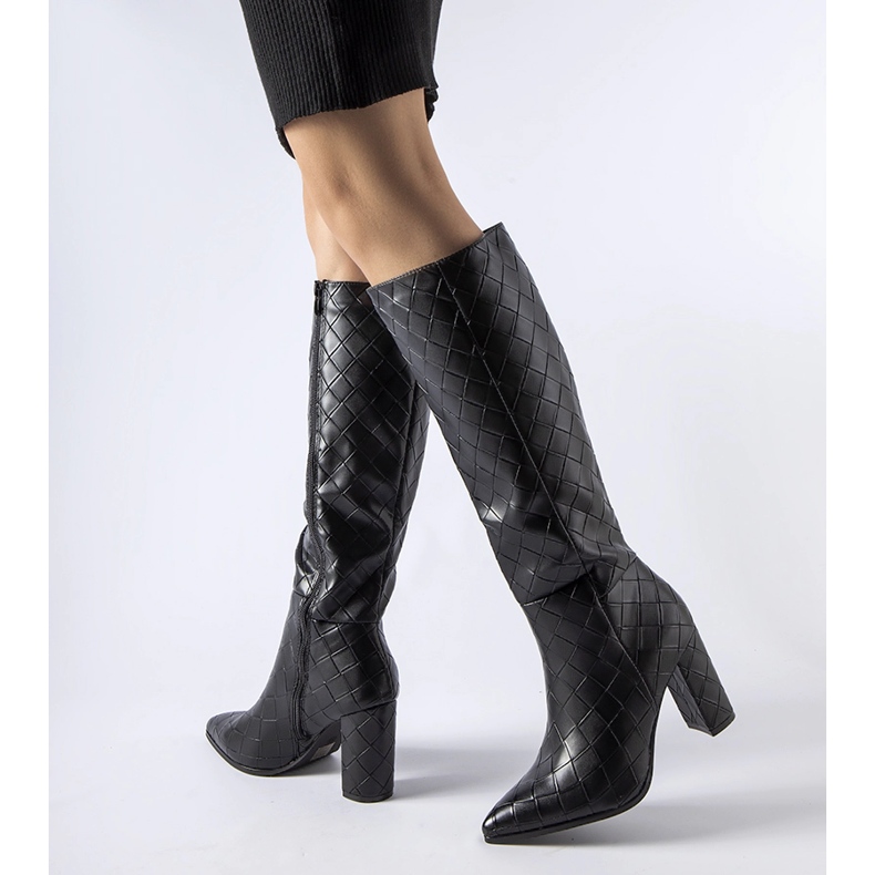 Bottes noires ornées de matelassage Brannon 1