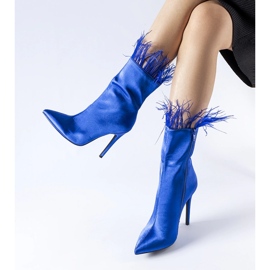 Bottines bleues ornées de plumes Selvena 1
