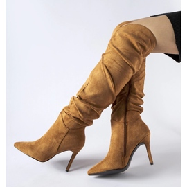 Bottes longues marron à talon haut de Joppo noir 1