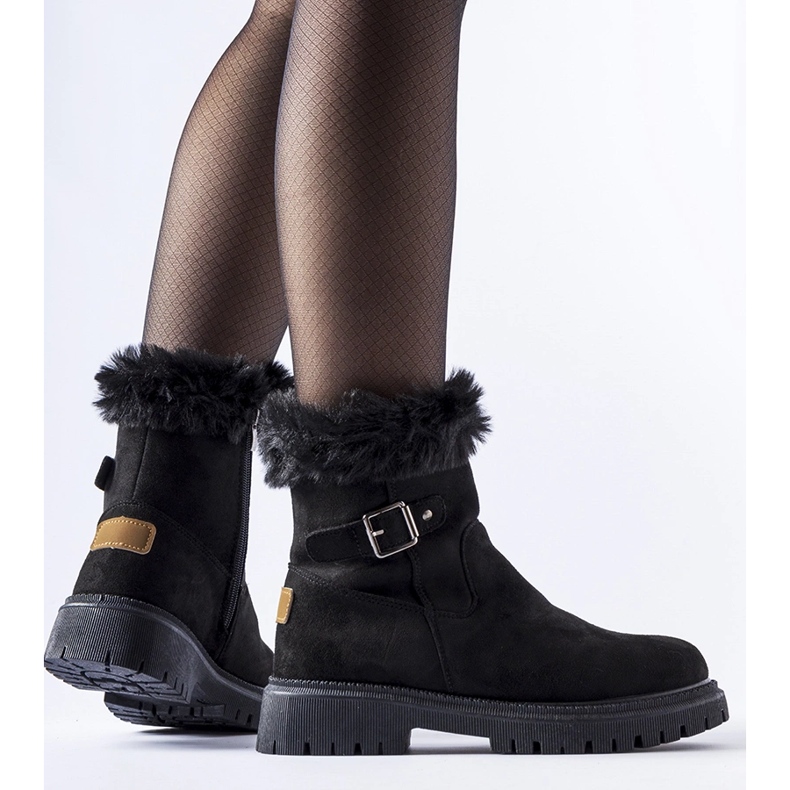 Bottes isolées noires avec fourrure Odetta le noir 1