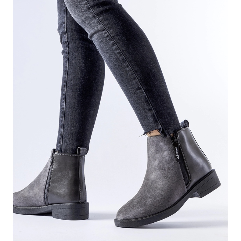 Bottines grises en matières combinées Sees 1 Bottines grises en matières combinées Sees 1