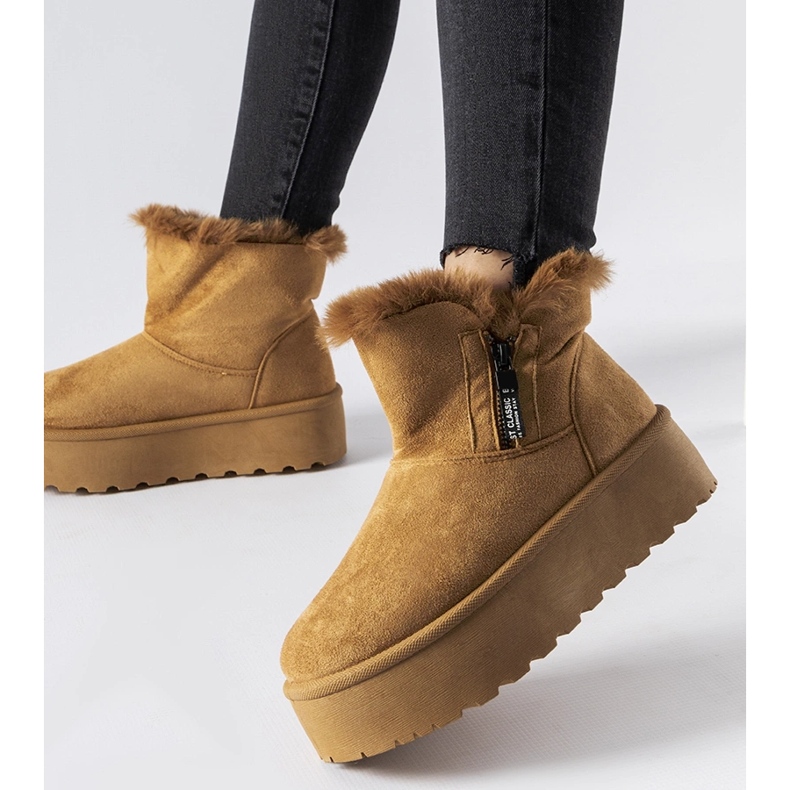 Bottes de neige marron avec plateforme Points brun 1