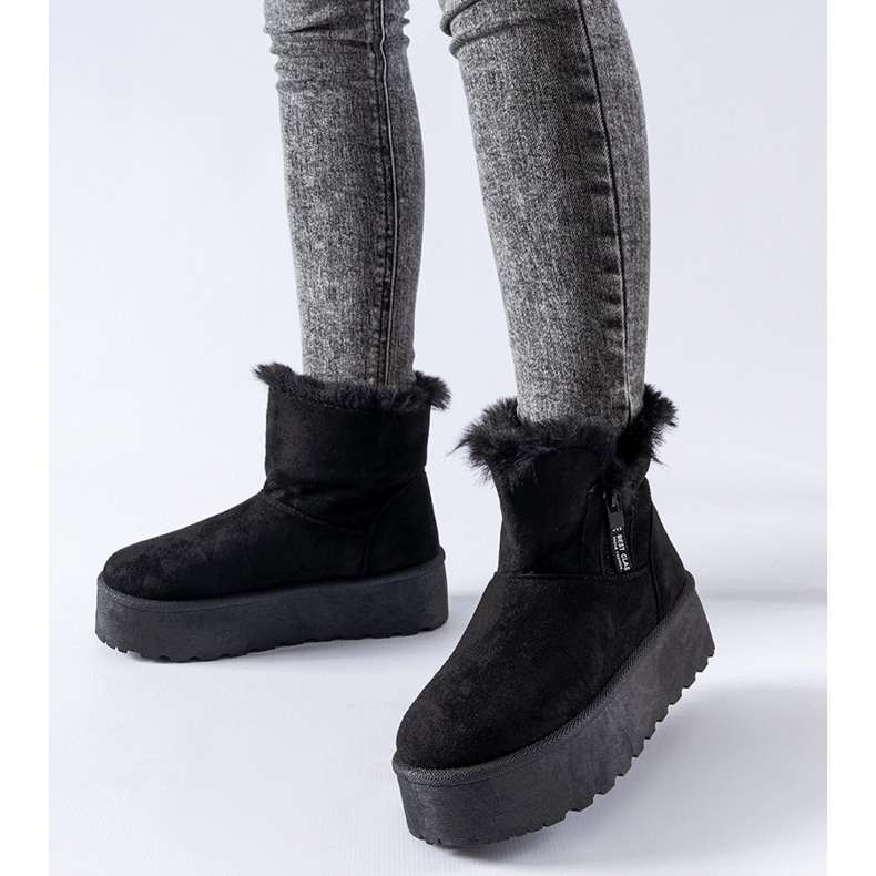 Bottes de neige noires avec plateforme Points 1