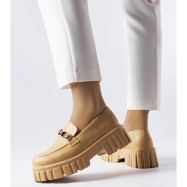 Mocassins plateforme Frisco beiges 1