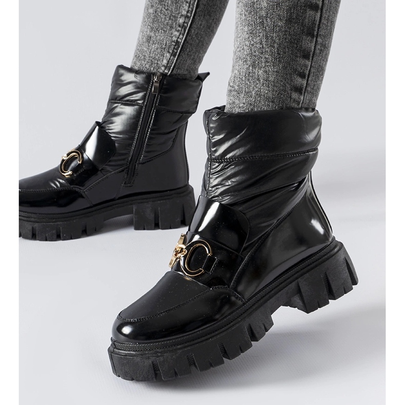 Bottes de neige vernies noires avec boucle Winter 1