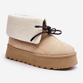 Bottines de neige à plateforme avec peau de mouton, beige clair Olimuka 1