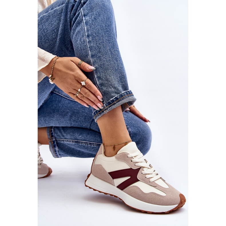 Chaussures de sport Chloette beiges et bordeaux pour femmes 1