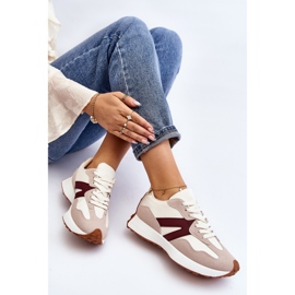 Chaussures de sport Chloette beiges et bordeaux pour femmes 2