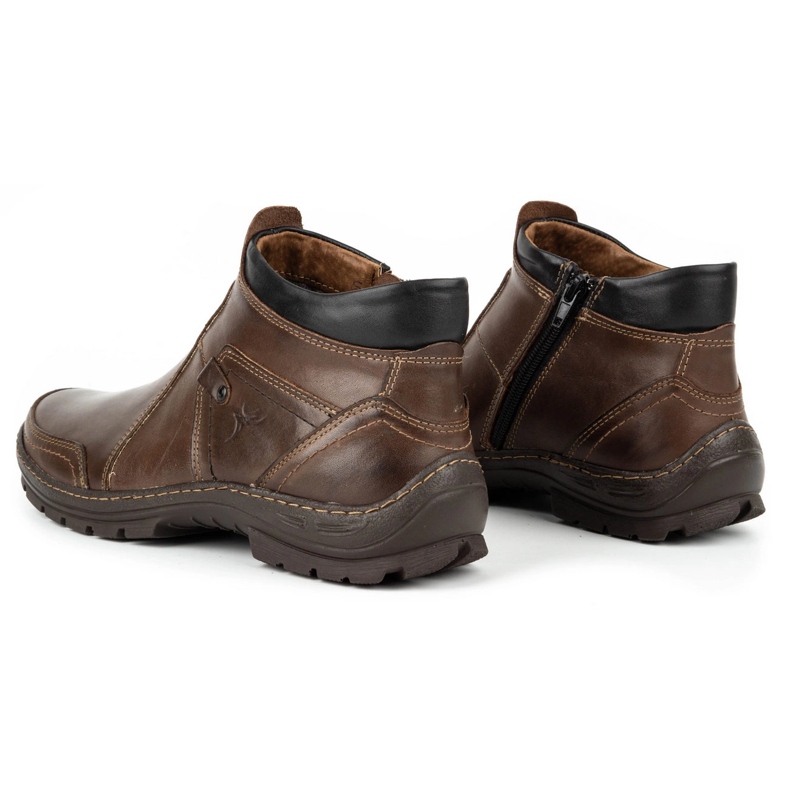 Olivier Bottes d'hiver en cuir pour hommes 352MP marron foncé brun 4