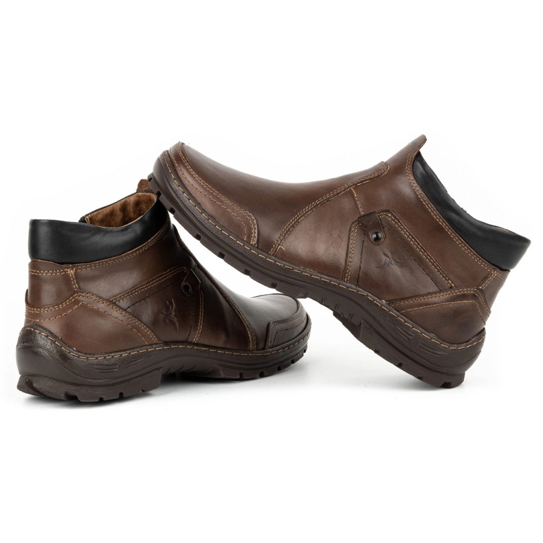 Olivier Bottes d'hiver en cuir pour hommes 352MP marron foncé brun 3