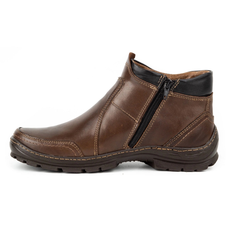 Olivier Bottes d'hiver en cuir pour hommes 352MP marron foncé brun 1