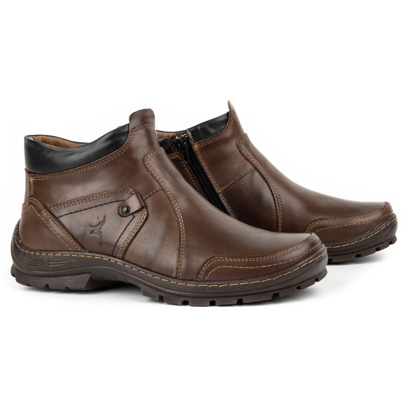 Olivier Bottes d'hiver en cuir pour hommes 352MP marron foncé brun 2