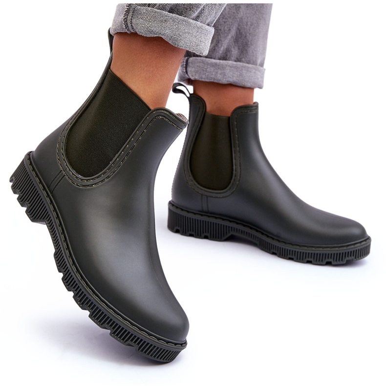 Galoshes mate à glissement des femmes vert 4