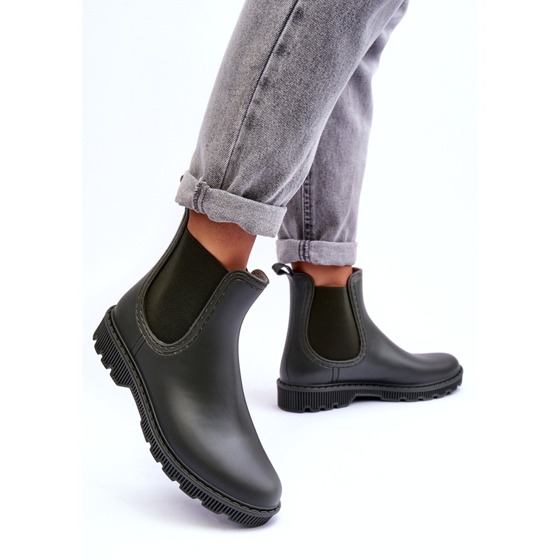 Galoshes mate à glissement des femmes vert 1