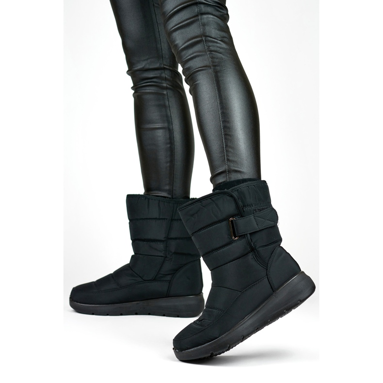 Bottes de neige confortables, bottes d'hiver, bottines matelassées, isolées avec Velcro. le noir 2