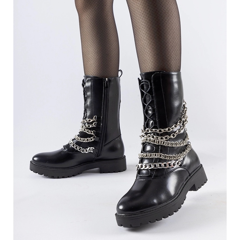 Bottines isolées noires avec chaîne Carroll le noir 1