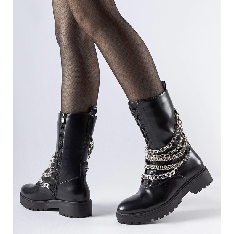 Bottines isolées noires avec chaîne Carroll le noir 2