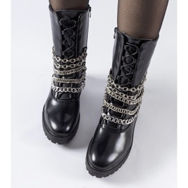 Bottines isolées noires avec chaîne Carroll le noir 3