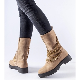 Bottines isolées beiges avec chaîne Carroll 1