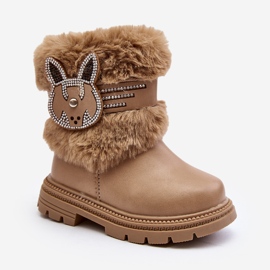 Bottes de neige enfant Lunami beiges avec fourrure 1 Bottes de neige enfant Lunami beiges avec fourrure 1