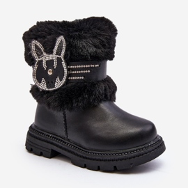 Bottes de neige pour enfants avec fourrure, noir Lunami 1
