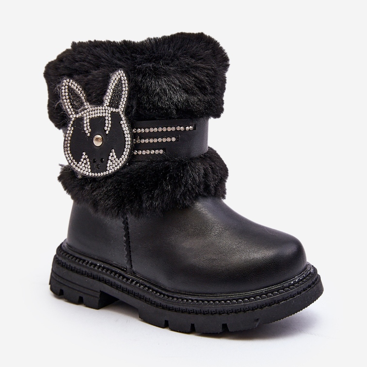 Bottes de neige pour enfants avec fourrure, noir Lunami 1
