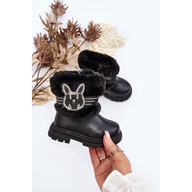 Bottes de neige pour enfants avec fourrure, noir Lunami 2