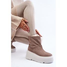 Bottines Femme En Cuir à Semelle Massive Beige Zazoo 3424 1