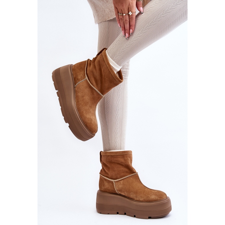 Bottines Femme En Cuir Sur Semelle Massive Camel Zazoo 3424 brun 2
