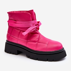 Bottines pour femmes avec matelassage et laçage, rose Bizzanti 1