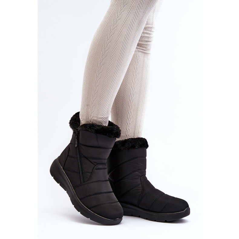 Bottes de neige zippées avec fourrure pour femmes Zeuna noires 2
