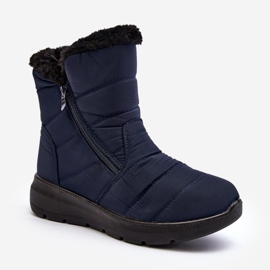 Bottes De Neige Femme Avec Fermeture Éclair Avec Fourrure, Bleu Marine Zeuna 1
