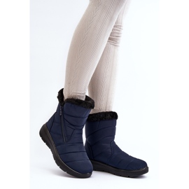 Bottes De Neige Femme Avec Fermeture Éclair Avec Fourrure, Bleu Marine Zeuna 2