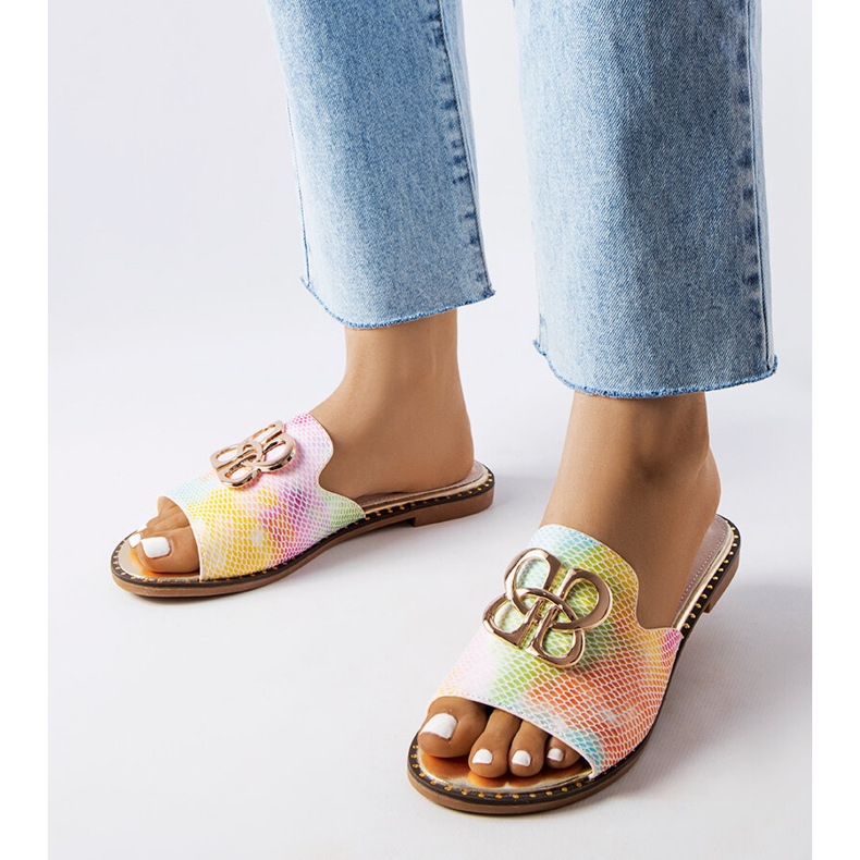 Goodin Claquettes Lea à boucle arc-en-ciel multicolore 1