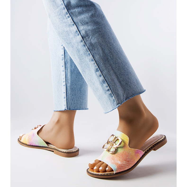 Goodin Claquettes Lea à boucle arc-en-ciel multicolore 2