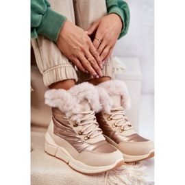 NEWS Bottes de neige pour femmes en dentelle avec la fourrure légère beige 3