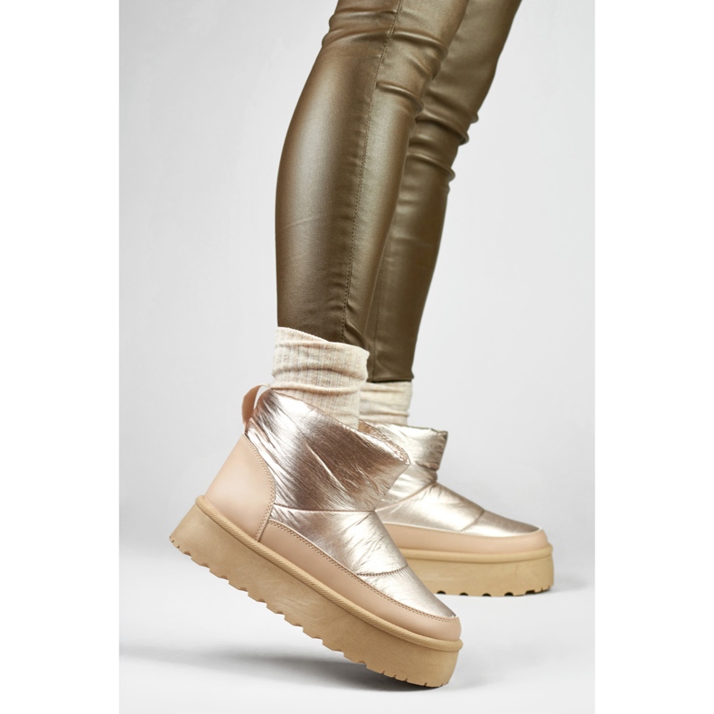 Bottes de neige d'hiver pour femme avec plateforme beige 2 Bottes de neige d'hiver pour femme avec plateforme beige 2