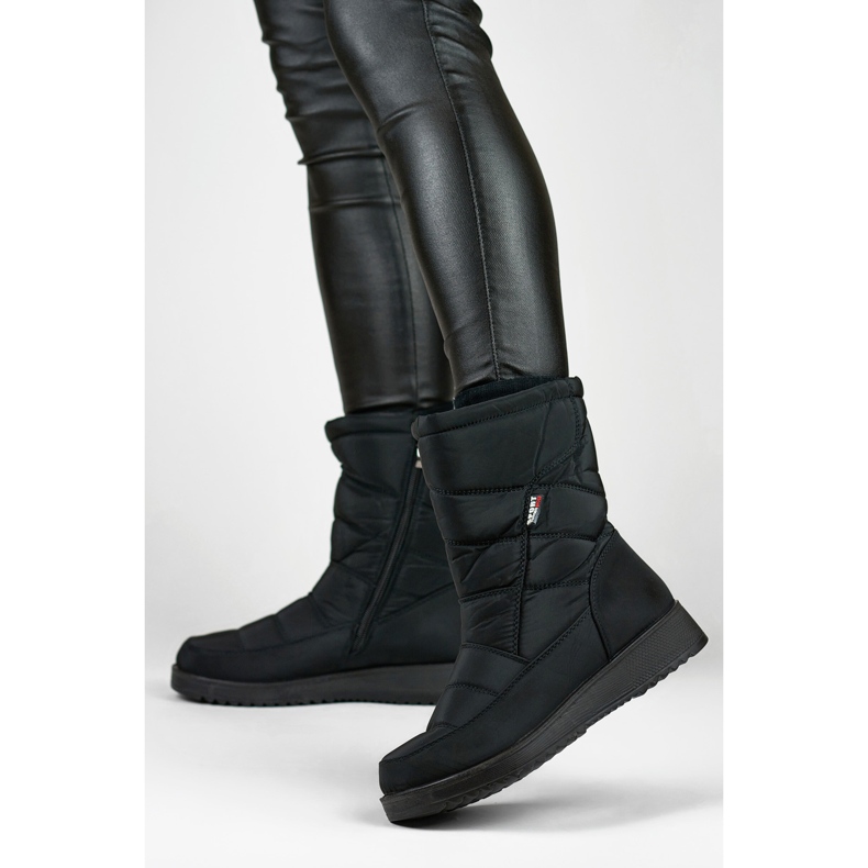 Bottes de neige isolées femme, fourrure matelassée, plateforme basse le noir 1 Bottes de neige isolées femme, fourrure matelassée, plateforme basse le noir 1