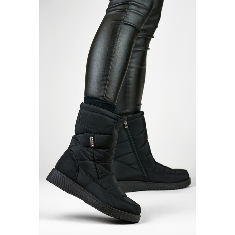 Bottes de neige isolées femme, fourrure matelassée, plateforme basse le noir 2 Bottes de neige isolées femme, fourrure matelassée, plateforme basse le noir 2