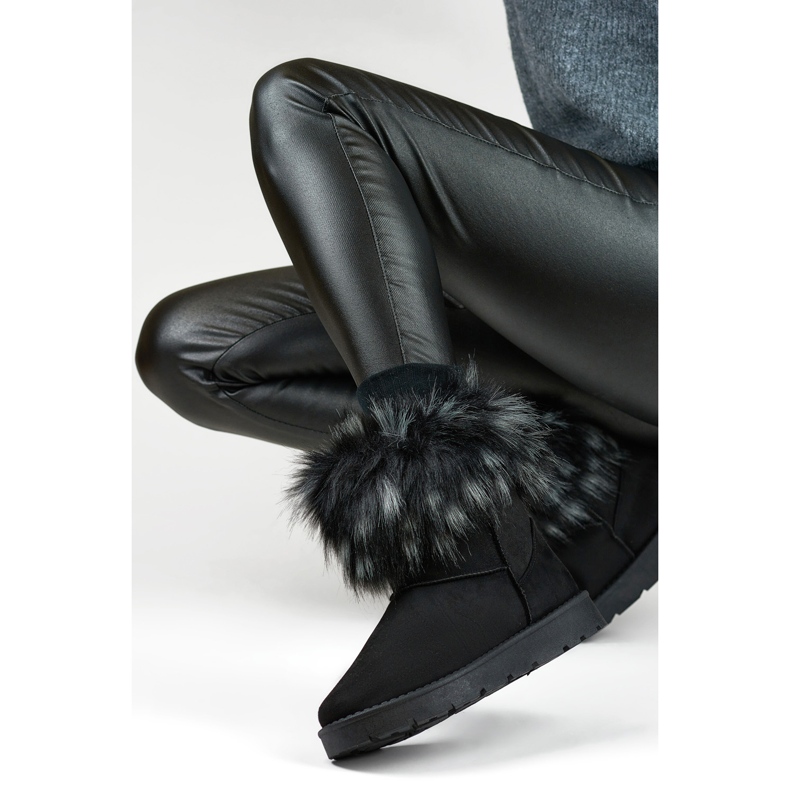 Bottes de neige noires pour femmes avec fourrure, chaussures d'hiver pour l'hiver 1