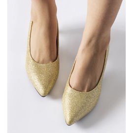 Escarpins bas en brocart doré Pescara 1