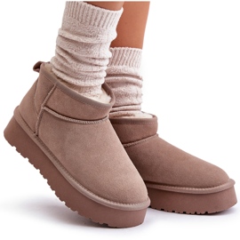 Bottes de neige basses en daim kaki Nucca à la mode beige 11