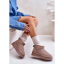 Bottes de neige basses en daim kaki Nucca à la mode beige 6