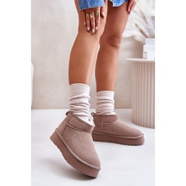 Bottes de neige basses en daim kaki Nucca à la mode beige 3