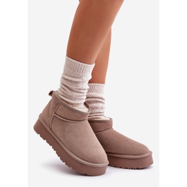 Bottes de neige basses en daim kaki Nucca à la mode beige 2