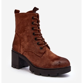 Bottines à Lacets pour Femme à Talon Haut Marron Lunelle brun 2