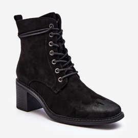 Bottines À Lacets À Talon Bas Pour Femme Noir Serellia 1