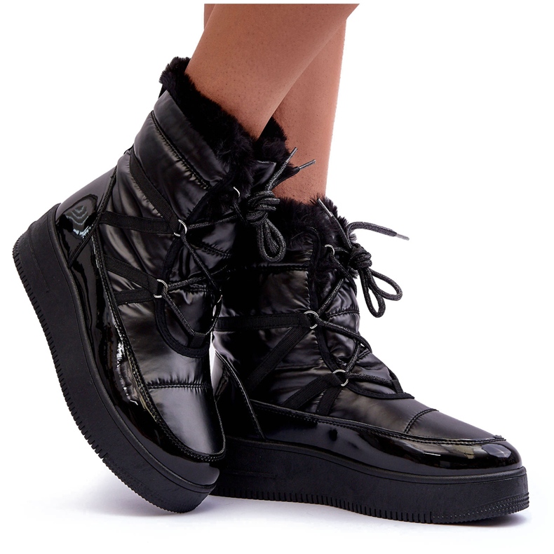 News Bottines De Neige À Lacets Et Fourrure Pour Femme Noir Lexxina 4
