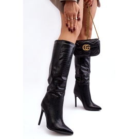 Super Mode Bottes à talons hauts pour femmes motif animal noir Mambra 3